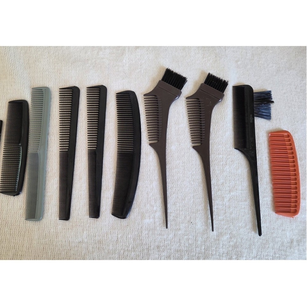 Lot of 9 Hairdressing Combs & Styling Tools – Rat Tail, Tint Brushes, Wide/Fine